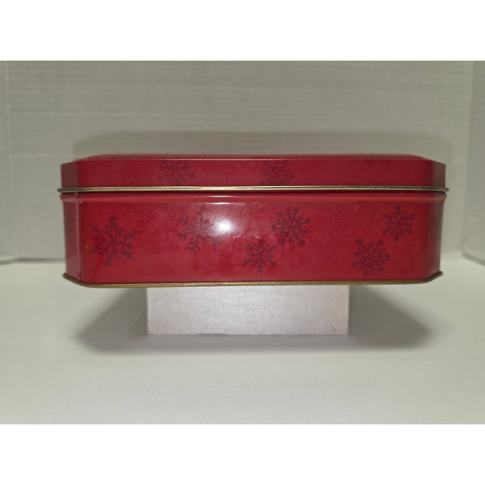 red rectangular Starbucks Coffee holiday cookie tin featuring a festive winter - Picture 2 of 6